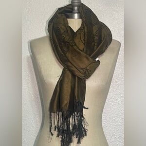 I love Jerusalem cashmere Brown Fringe Scarf